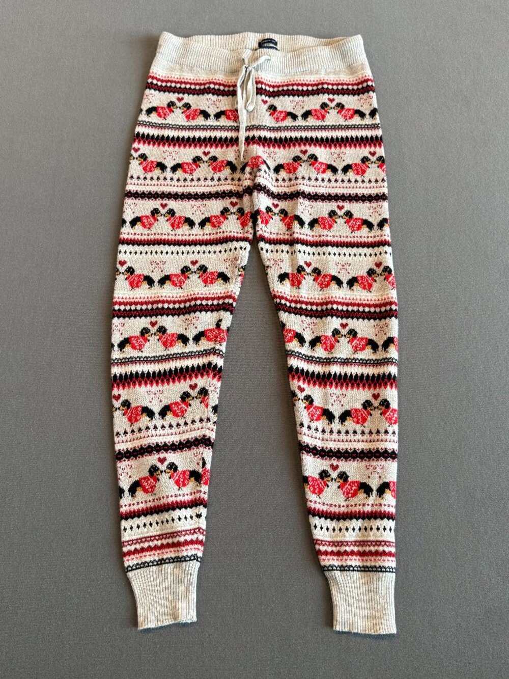 American Eagle Dachshund Fair Isle Knit Lounge Jogger Pants Holiday M
